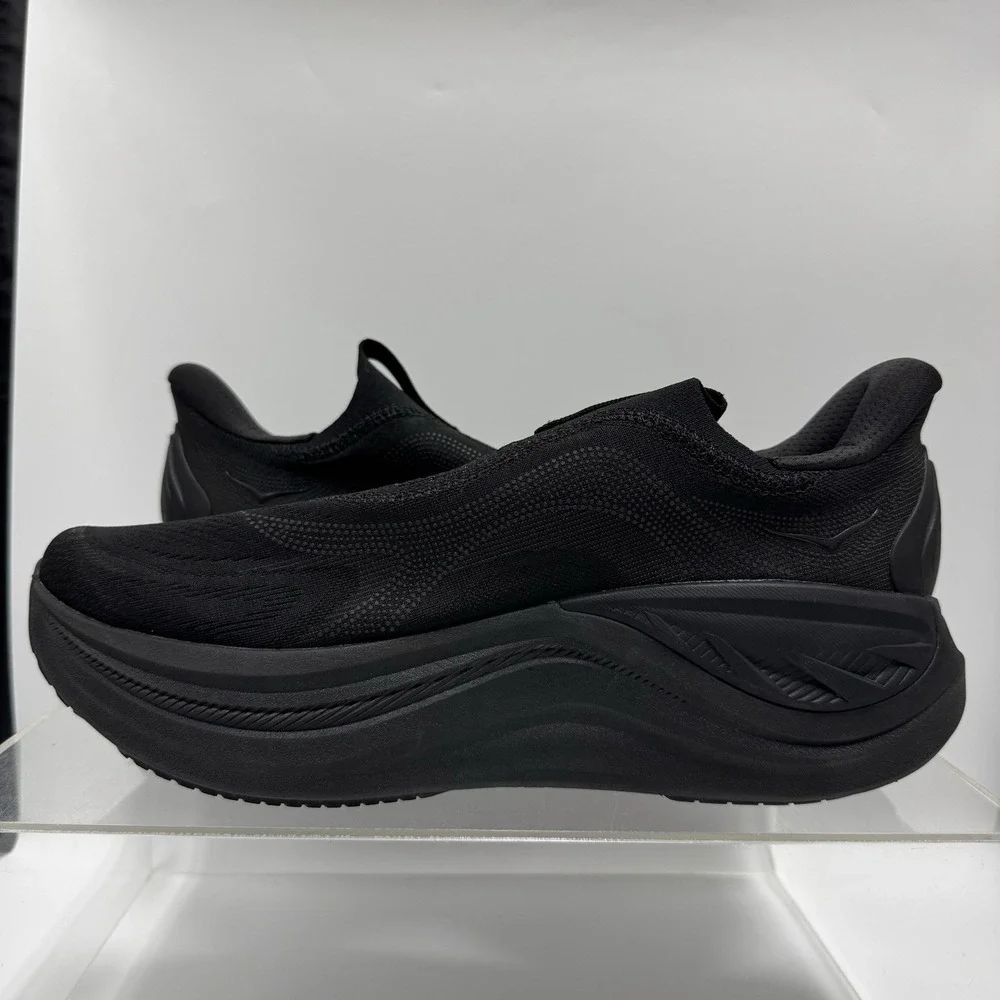 Hoka Skyward Laceless Triple Black 1168876 BBLC running Shoes Men's Size 12